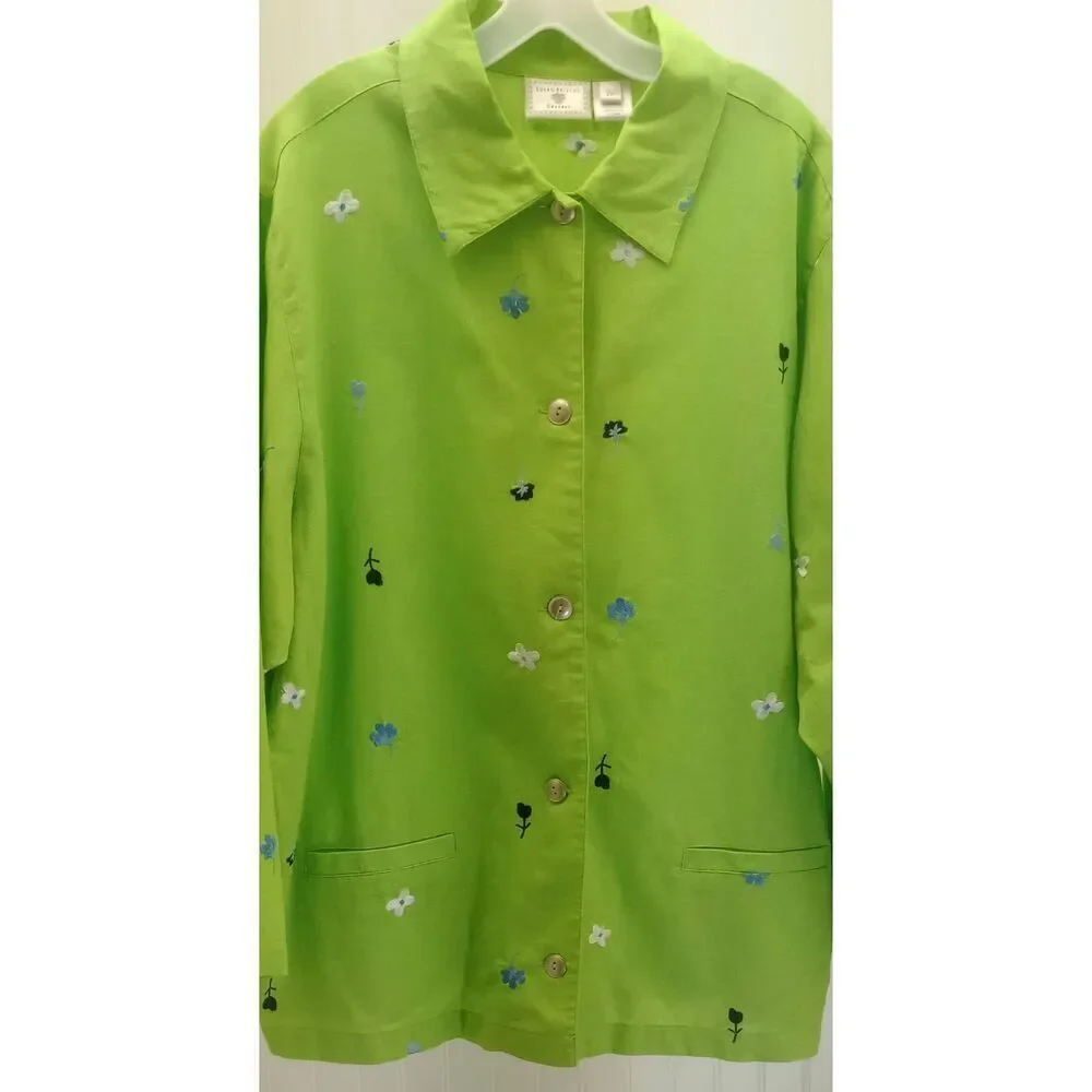 Susan Bristol casuals, linen blend embroidered jacket size 24 w